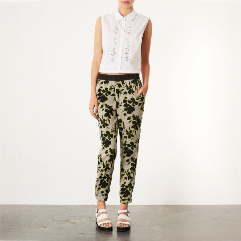 Topshop Lightweight Floral Jogger Style Pants with Pockets